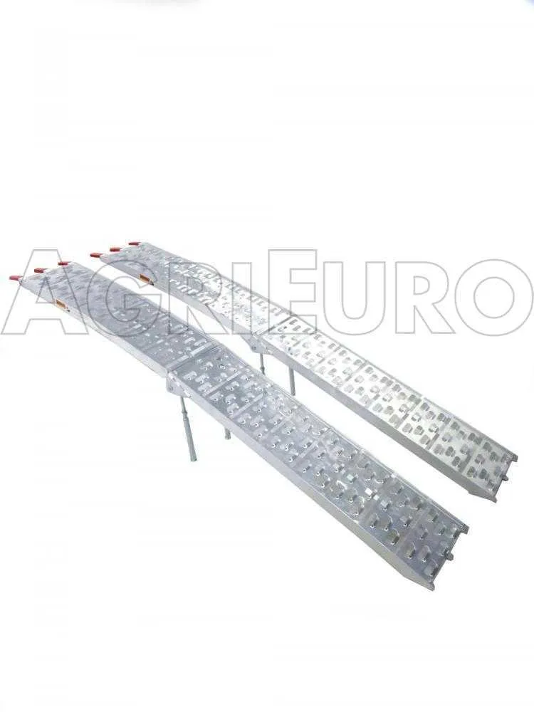 GeoTech ATV-001 - Paire de rampes de chargement pliables en aluminium de 2,26 m - Capacité de charge 650 kg - Avec pieds de renfort - Pour tracteurs tondeuses, quads, etc.