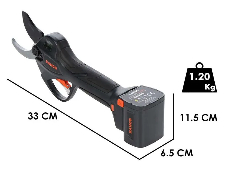 Bahco BCL240 - Sécateur électrique de taille - 3 Batteries de 21.6V 2.5Ah - Diamètre de coupe 40 mm