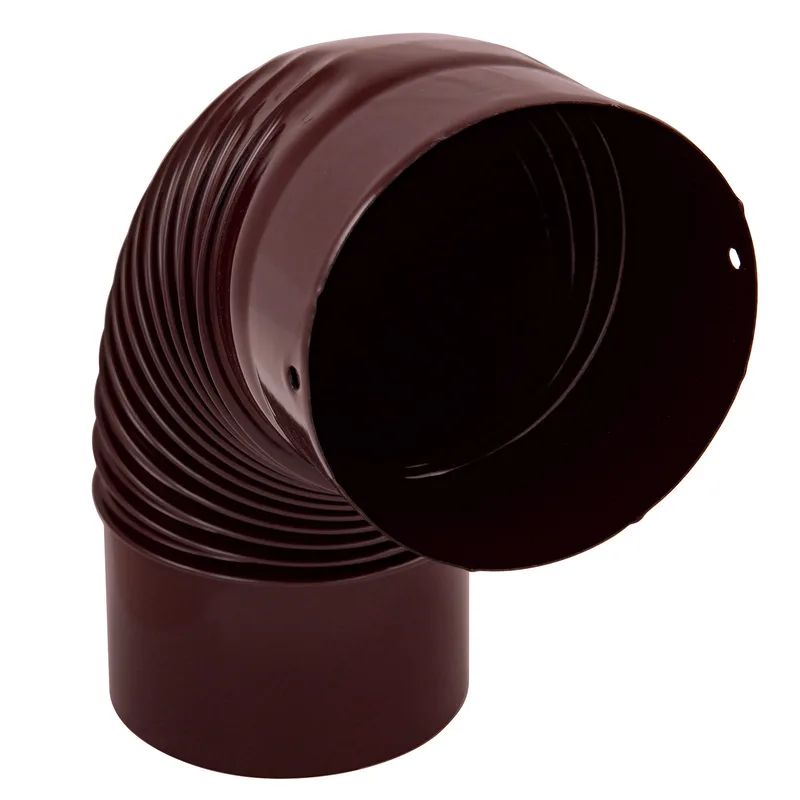 Coude de conduit de fumée / Coude de tuyau de poêle émaillé 150 mm - Coude à 90° nervuré marron avec ouverture de nettoyage