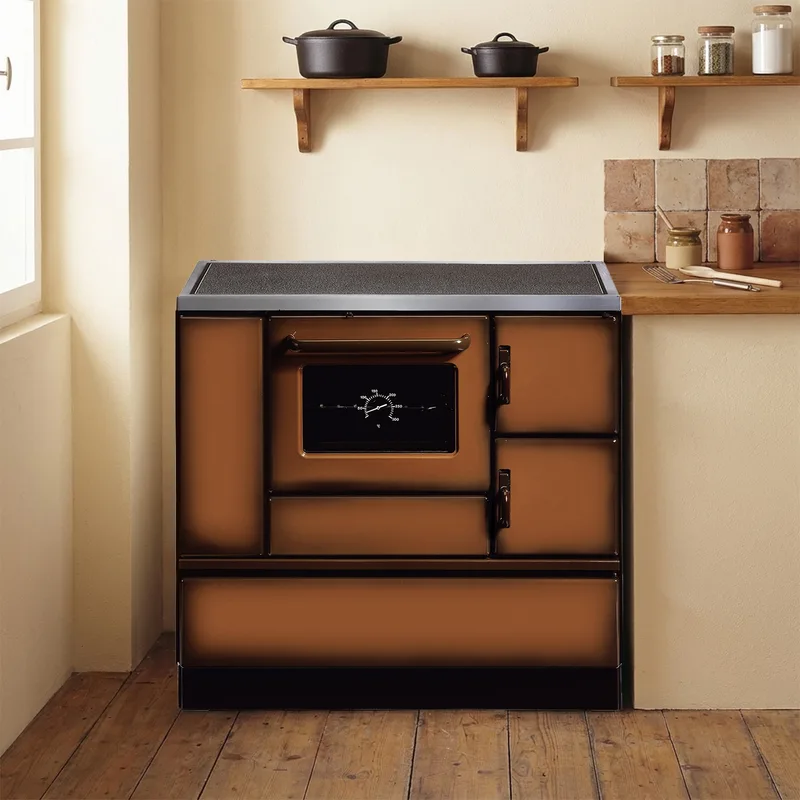 Wamsler K 138 Cuisinière à bois à gauche marron avec plaque vitrocéramique