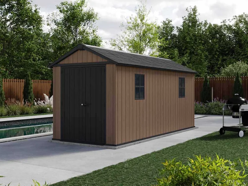 Keter Newton plus 7515/1575 - Abri de jardin - Avec porte à double battant et fenêtres - 230 x 476 x 246 cm