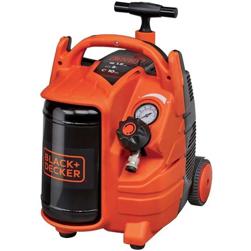 Black & Decker BD 195/5 MY T - Compresseur d'air électrique portatif monophasé, oil-less - Moteur 1.5 CV - 5 L
