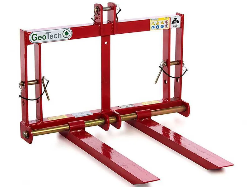 GeoTech D300 - Fourche à palettes pour tracteur - Portepalette postérieure - Capacité de charge 300 Kg