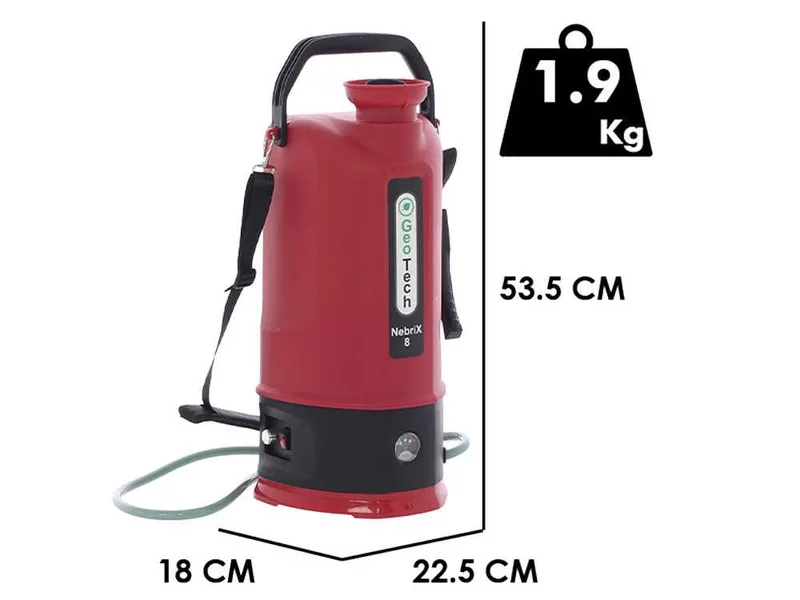 GeoTech NEBRIX 8 - Pompe de pulvérisation électrique à batterie - 8 litres - 12 V 2.6 Ah