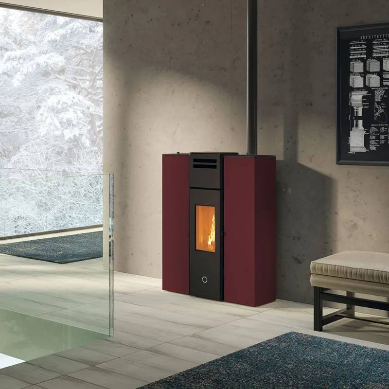 EK63 Cell 80+ Evo Poêle à granulés acier bordeaux