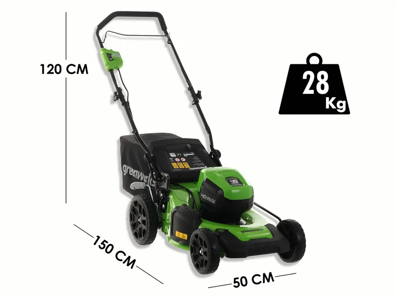 Greenworks GD40LM46HPK4 - Tondeuse à gazon électrique à batterie 40V/4Ah - Coupe 46 cm