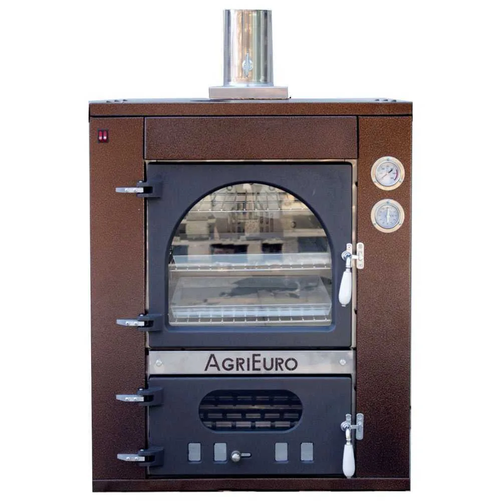 AgriEuro Medius 60 Deluxe INC - Four à bois en acier encastrable - Cuivre émaillé - Inox