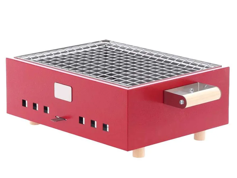 Barbecue de table à charbon Dalmazio - Artisanal - Coque rouge
