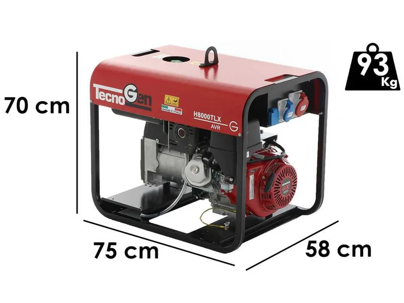 TecnoGen H8000TLX - Groupe électrogène de courant 6 kW - Continu 5.4 kW Triphasé