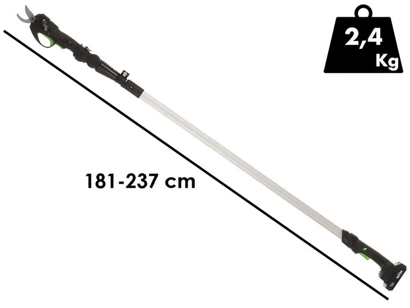 Ribimex PRBAT20/SEC - Sécateur de taille électrique sur perche 147-203 cm - 20V/2Ah - Diamètre de coupe 25 mm
