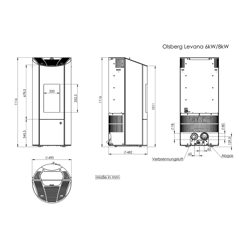 Olsberg Levana 3.0 poêle à granulés acier noir/céramique Caffe Arabica 8 kW