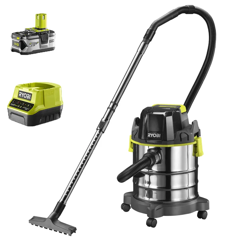 Ryobi R18WDV-0 - Aspirateur multifonction à batterie pour solides et liquides - 18 V - 4 Ah - Bidon 18 L