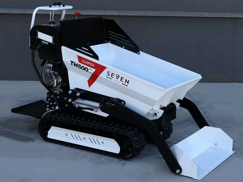 Seven Italy TH500C L70-E - Brouette à chenilles avec benne dumper 500Kg et godet de chargement - Transmission hydrostatique
