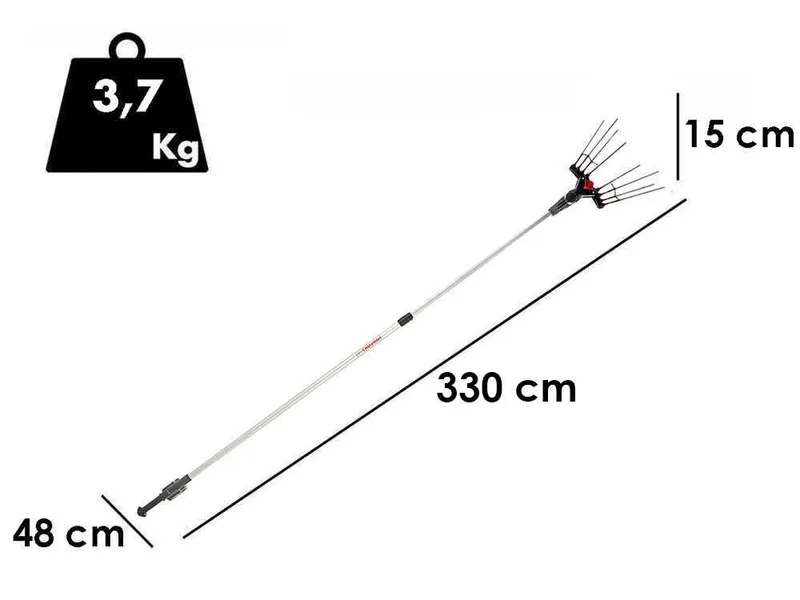 Castellari Vertigo L 18V - Peigne vibreur électrique à batterie 18V 7.8Ah - Perche télescopique en aluminium 240/330 cm