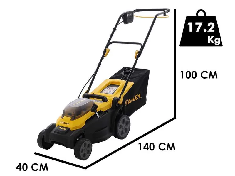 Stanley SCMWP3401M1-QW - Tondeuse à gazon à batterie - 18 V 4,0 Ah - Largeur de coupe 34 cm