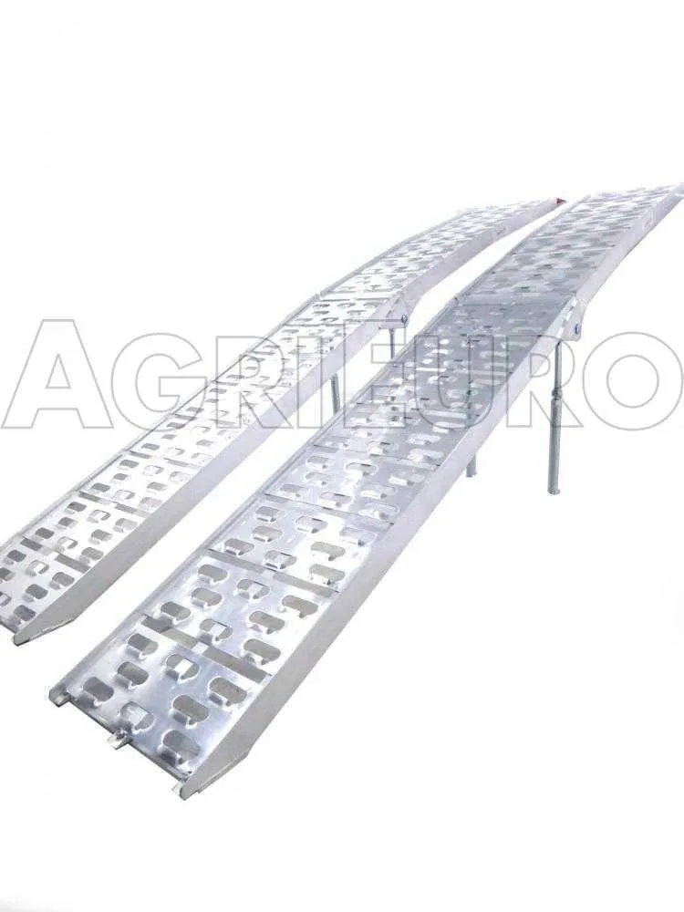 GeoTech ATV-001 - Paire de rampes de chargement pliables en aluminium de 2,26 m - Capacité de charge 650 kg - Avec pieds de renfort - Pour tracteurs tondeuses, quads, etc.