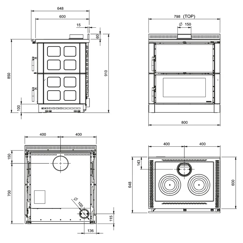 La Nordica Verona XXL 16 cuisinière à bois anthracite