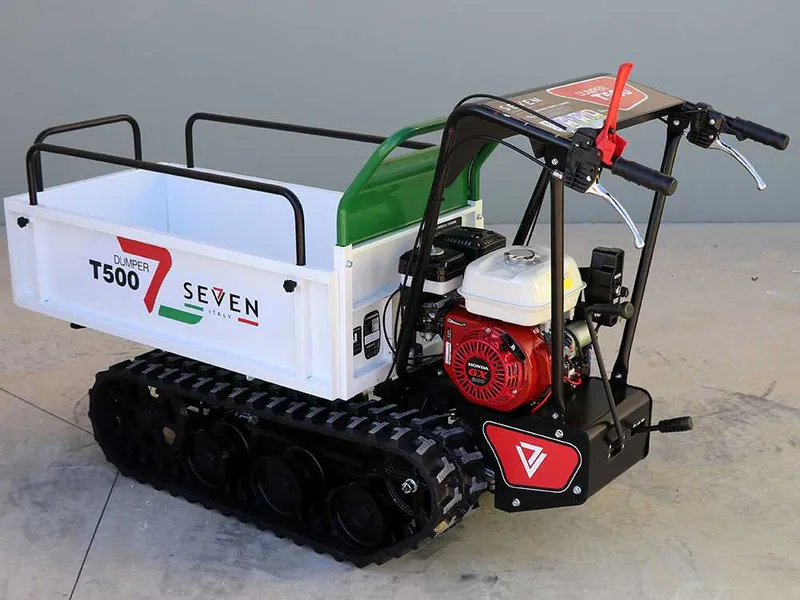 Brouette à chenilles Seven Italy T500 GX-E - Benne extensible - démarrage électrique - Capacité portante 500 kg
