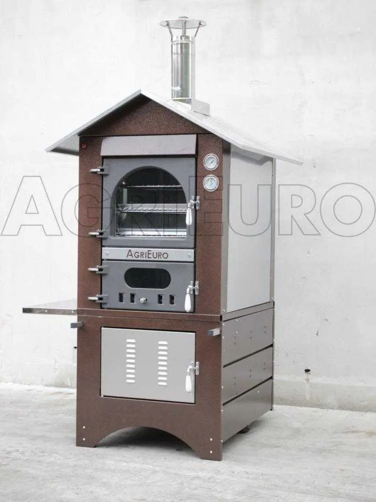 AgriEuro Medius 80 Deluxe EXT - Four à bois acier d'extérieur - Cuivre émaillé - Inox