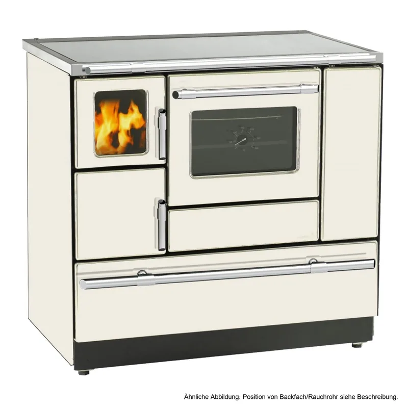 Wamsler K 138 F Cuisinière à bois à droite crème beige avec plaque vitrocéramique