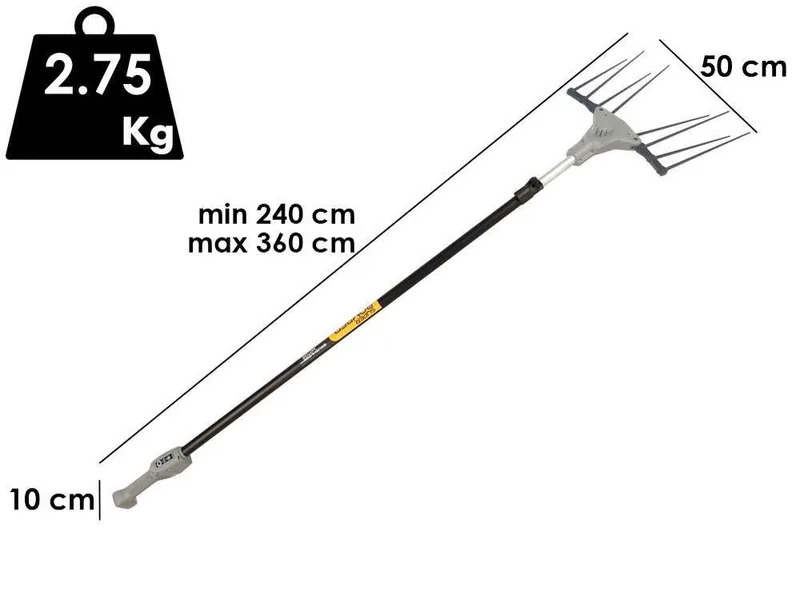 Volpi Super Bomber 285XL - Peigne vibreur pour olives à batterie type automobile avec câble inclus - Perche télescopique 240 à 360 cm