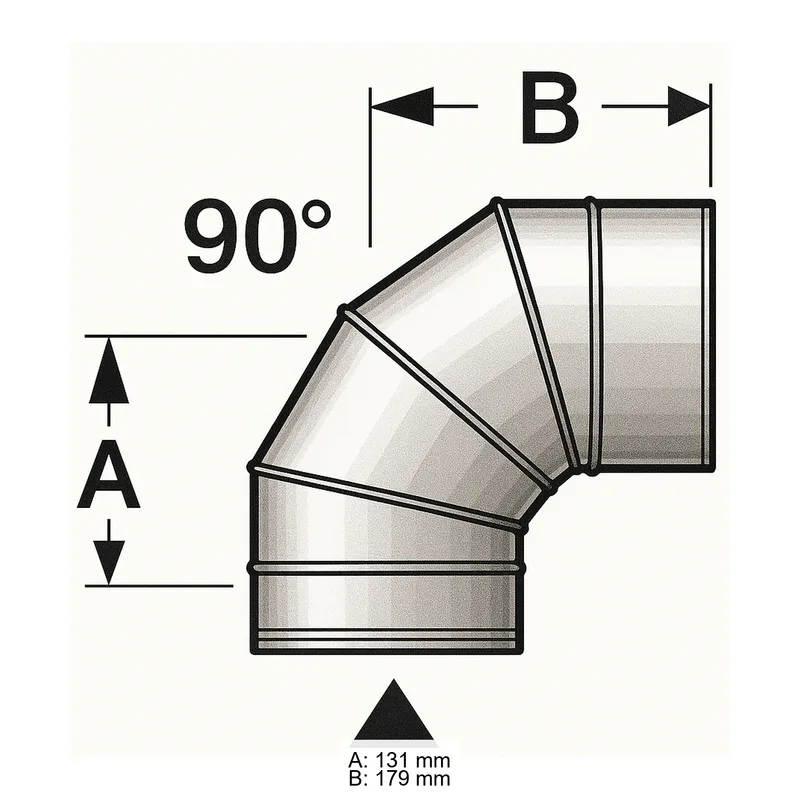 Schiedel PRIMA PLUS coude 90° Ø130 mm simple paroi mat