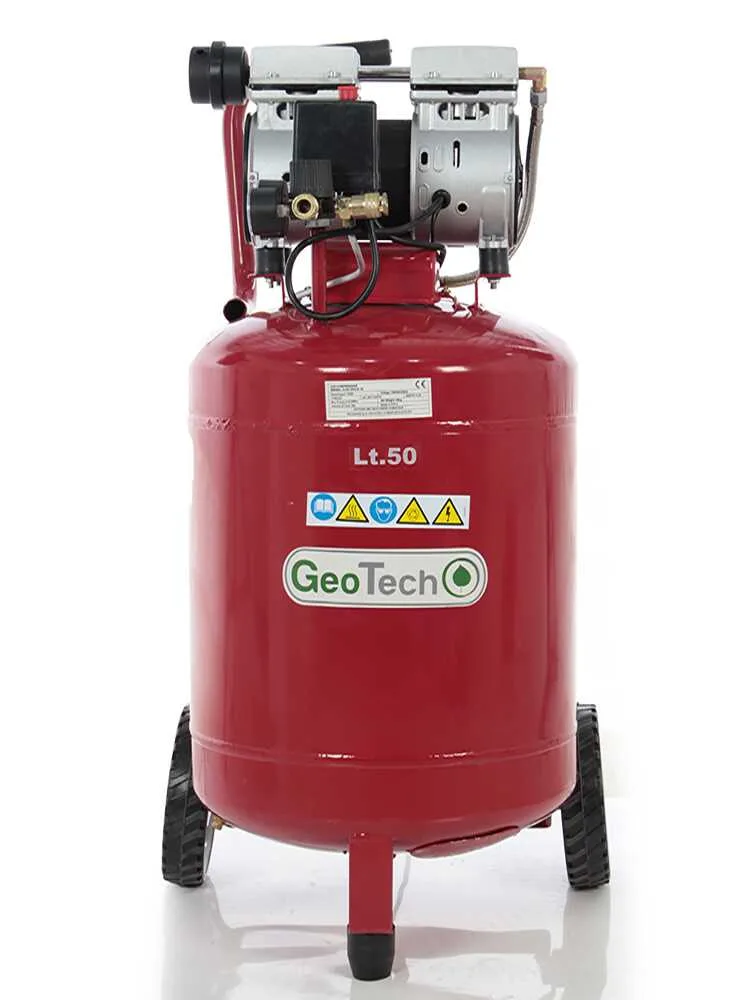 GeoTech S-AC50V-8-10 - Compresseur d'air électrique oilless - Moteur 1 CV - 50 L Vertical Silencieux