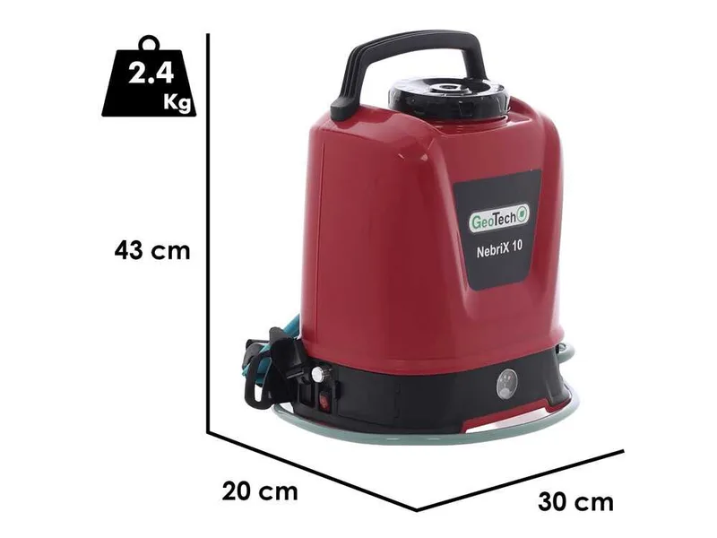 GeoTech NEBRIX 10 - Pompe de pulvérisation à dos à batterie - 10 litres - 12 V 2.6 Ah