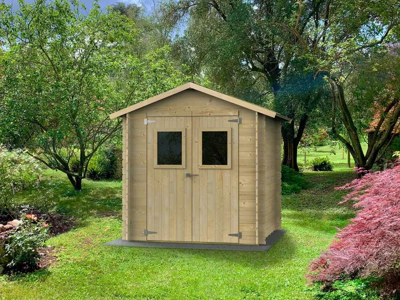 Alce Hobby 198x198 - Abri de jardin en bois - Avec fenêtres et porte à double battant - 198x198x215 cm