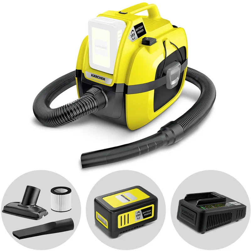 Karcher WD 1 - Aspirateur multifonction à batterie 18V 5Ah - solides, liquides et souffleur