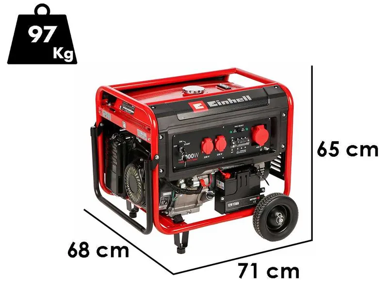 Einhell TC-PG 8000 - Groupe électrogène à essence AVR 8.0 kW - Continu 7.5 kW triphasé