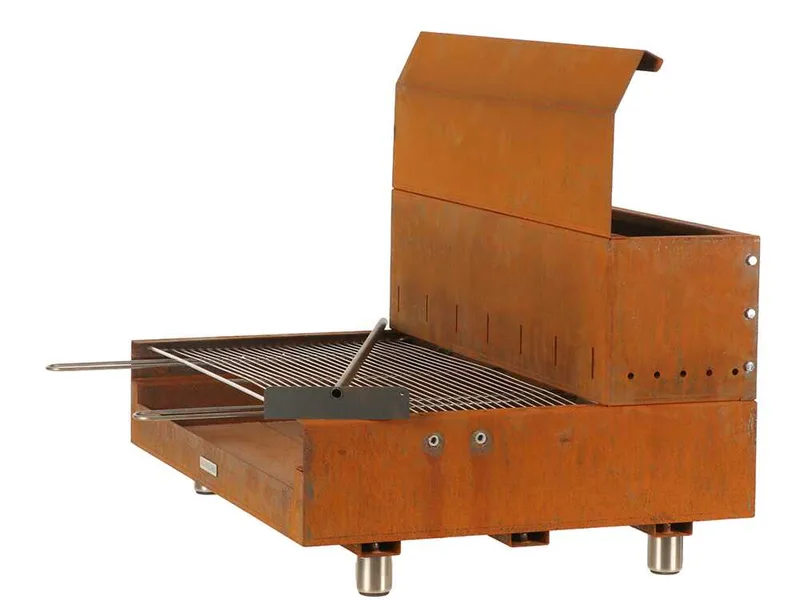 Folpo - Barbecue à bois et à charbon en acier Corten