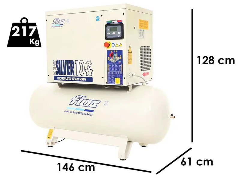 Fiac New Silver 10/300 - Compresseur rotatif triphasé à vis silencieux - Moteur 10 HP