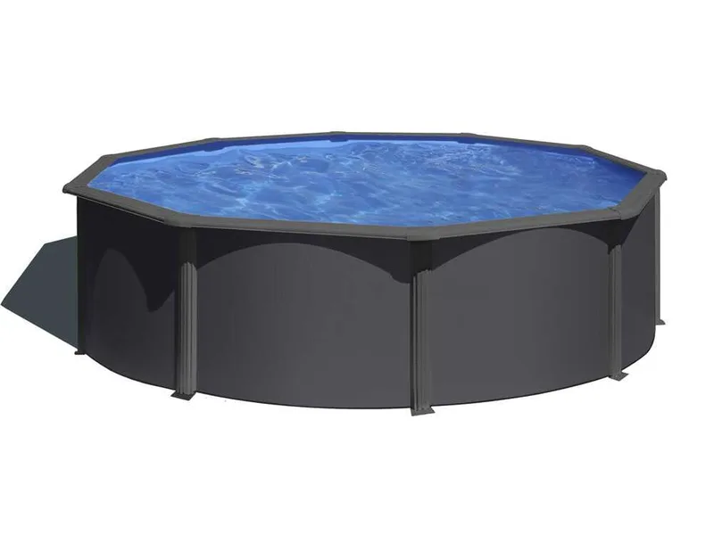 Gre Anthracite Ronde Ø350 x 120 cm - Piscine hors-sol en acier