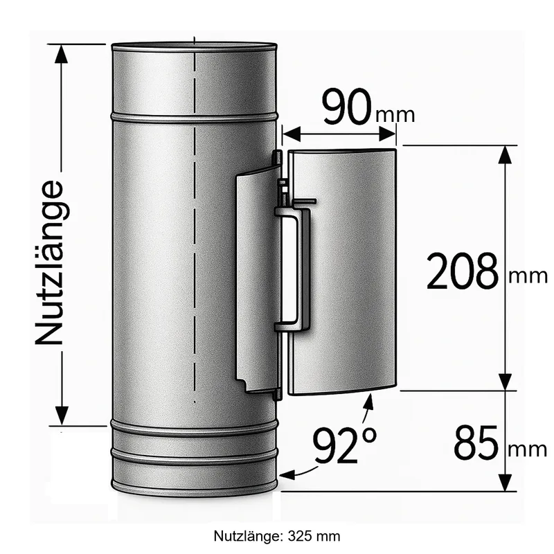 Schiedel PRIMA PLUS raccord de porte de nettoyage rectangulaire Ø180 mm avec siphon à condensats simple paroi mat