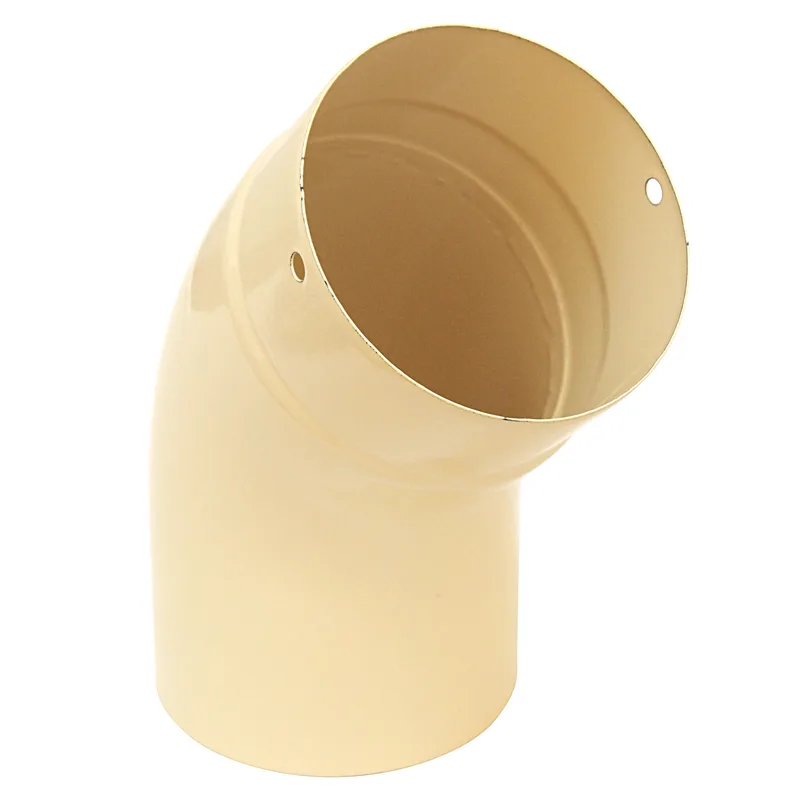 Coude de conduit de fumée / Coude de tuyau de poêle émaillé 120 mm - Coude lisse à 45° ivoire avec ouverture de nettoyage