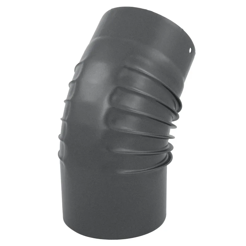 Coude de conduit de fumée / Coude de tuyau de poêle émaillé 150 mm - Coude à 45° nervuré gris