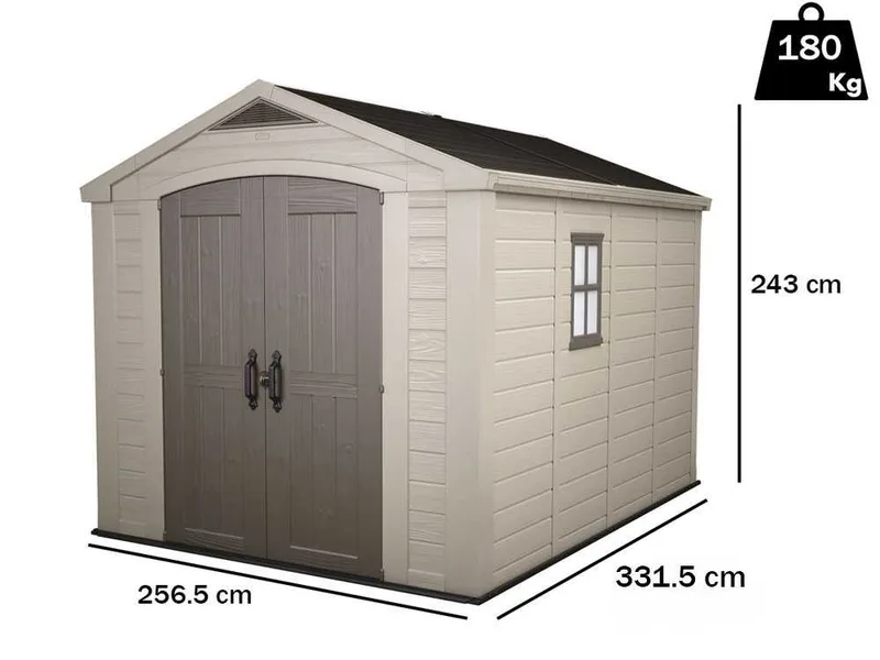 Keter Factor beige - Abri de jardin - Avec fenêtre latérale - 256.5x331.5x243 cm