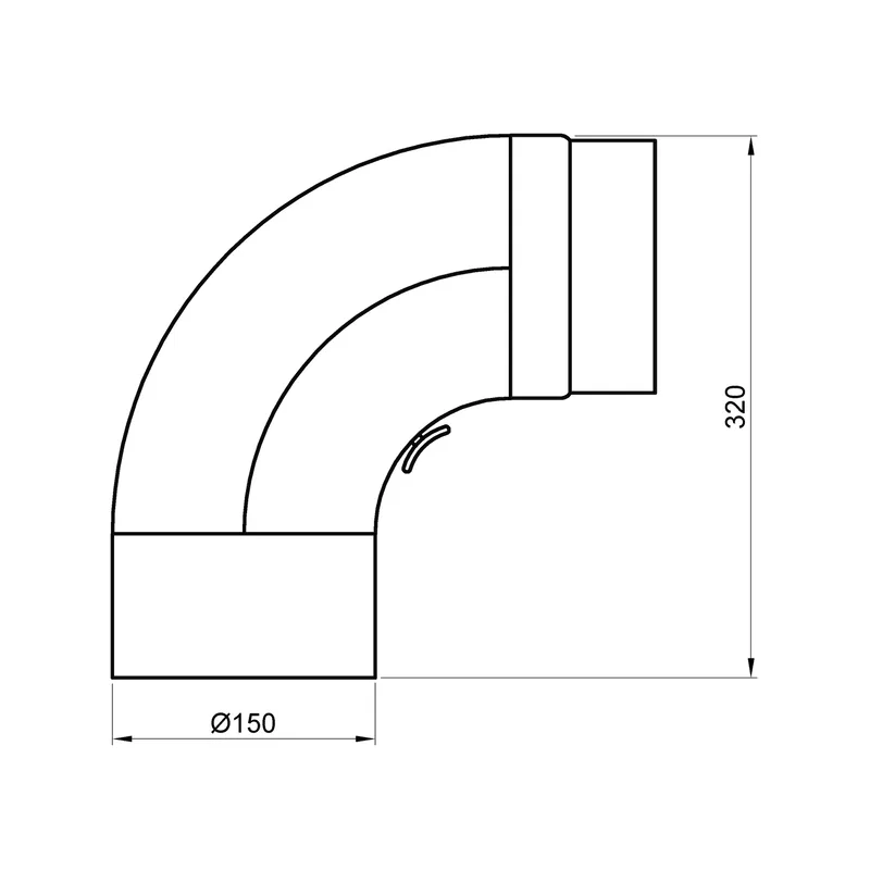 Raik Basic coude de tuyau de fumée 150mm gris fonte 90° tiré avec porte pour tuyau de fumée / conduit de fumée