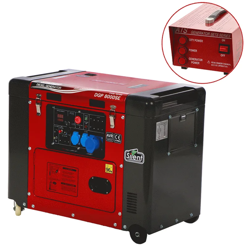 GeoTech Pro DGP8000SE - Groupe électrogène 6 KW monophasé diesel insonorisé + cadran ATS