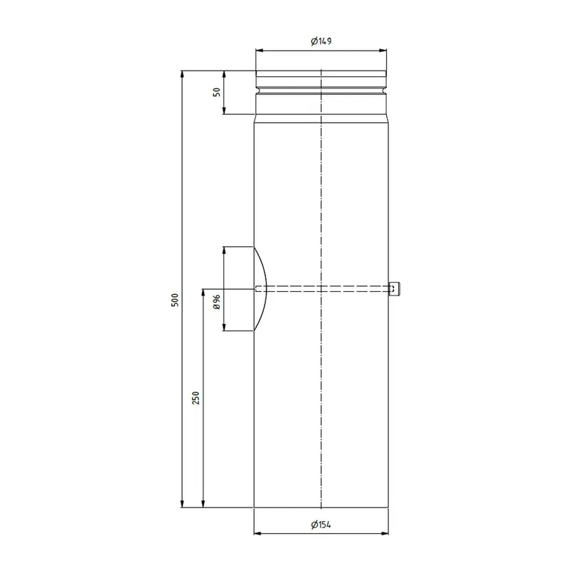 Raik conduit LS diamètre 150x500x2,00mm rétreint avec porte intégrée noir