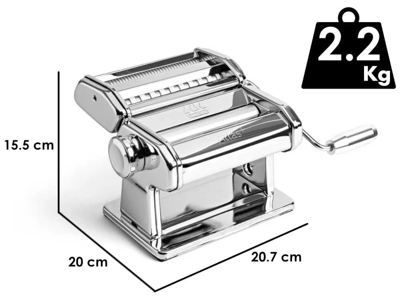 Marque Atlas+ Design - Machine à pâtes manuelle en acier chromé