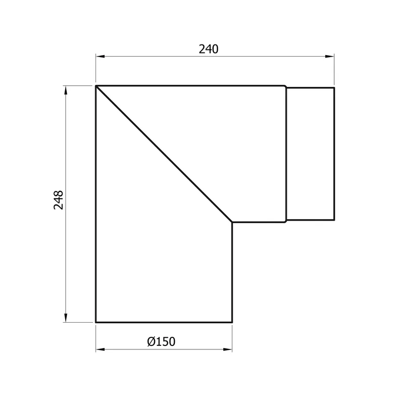 Raik Basic coude de tuyau de fumée 150mm gris fonte 90° – 2 pièces, sans porte pour tuyau de fumée / conduit de fumée