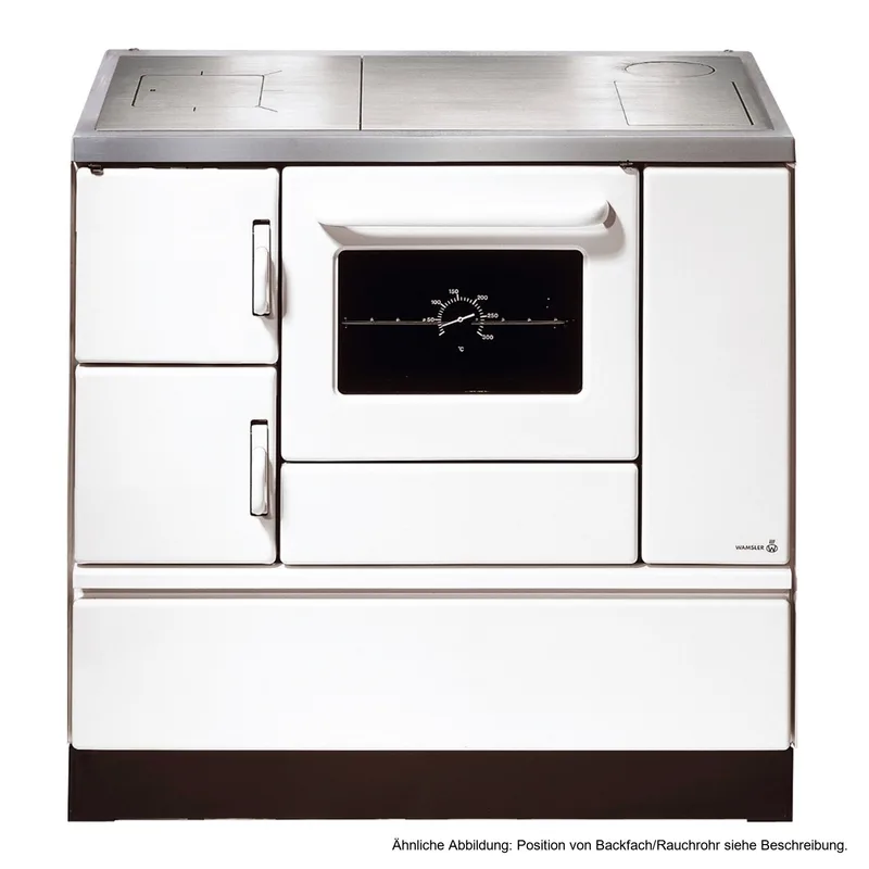 Wamsler K 138 Cuisinière à bois à gauche blanc avec plaque en acier