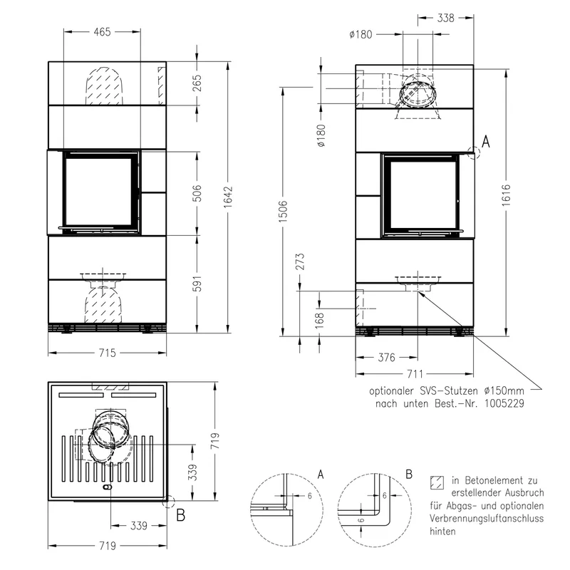 Kit de cheminée Spartherm SIM 2/2/Mini 2LRh-4S Nature
