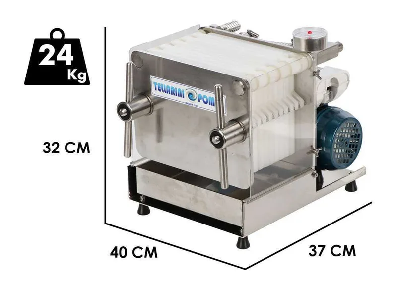 Tellarini CrystalPro jet 10 - Filtre pour vin à plaques - Pompe œnologique pour filtrer le vin