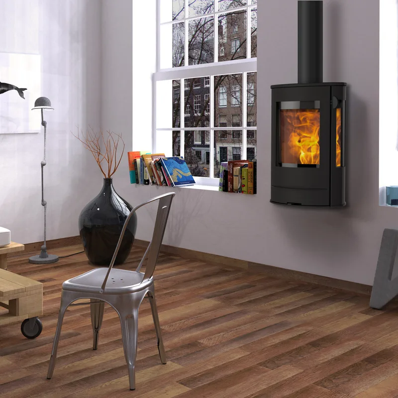 Poêle à bois Lotus Liva 8G Noir, sortie de fumée par le haut
