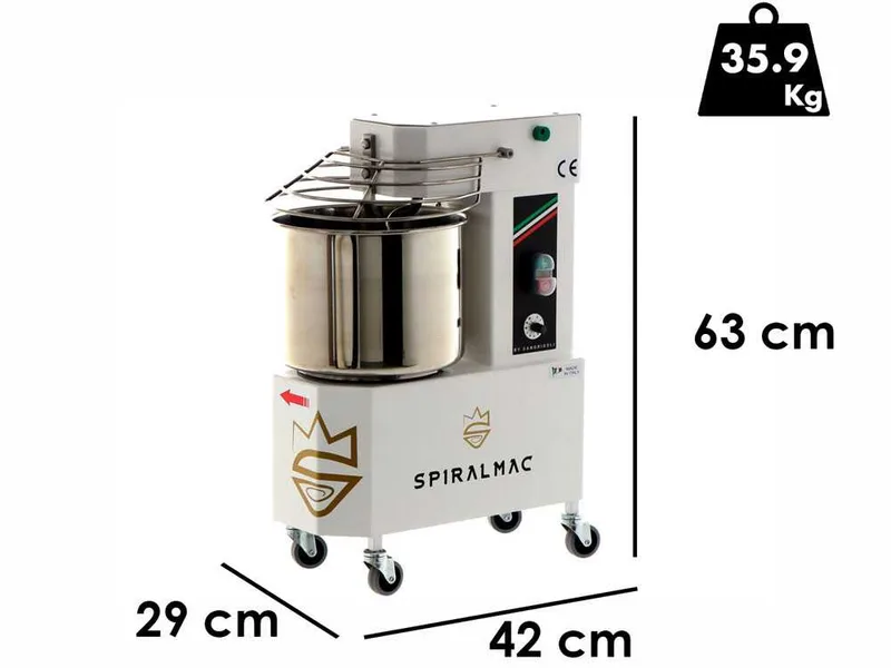 Pétrin à spirale SPIRALMAC SV8VV avec variateur à 10 vitesses - Capacité 8 Kg