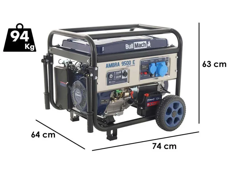 BullMach AMBRA 9500 E - Groupe électrogène 7.5 Kw monophasé - Version à chariot