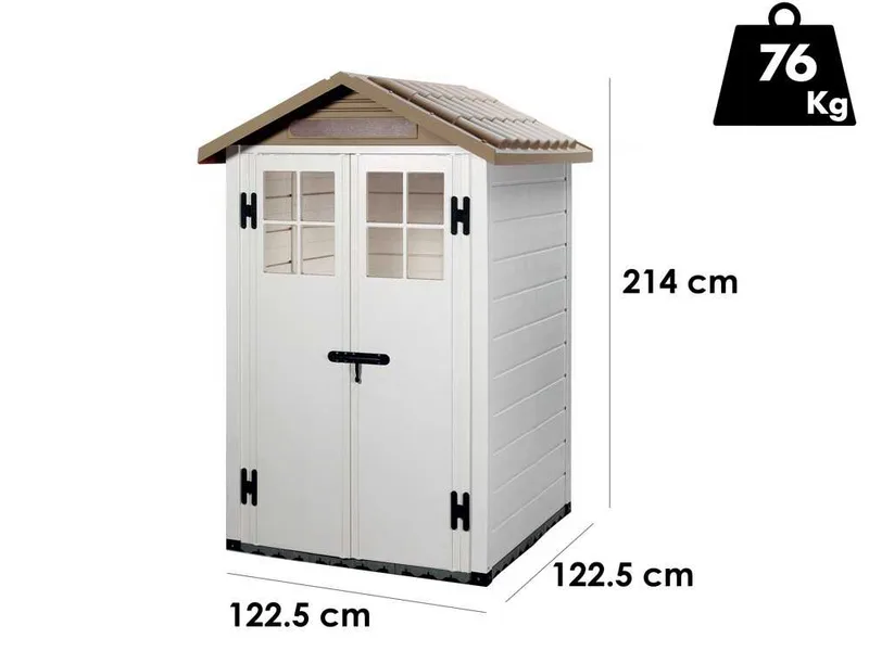 Garofalo Tuscany Evo 120 - Abri de jardin - Avec fenêtres et porte à double battant - 122,5 x 122,5 x 214 cm